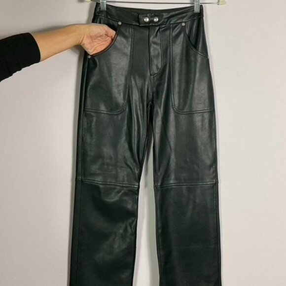 Blank NYC The Baxter Black Vegan Leather Straight Leg Pants, 26 - Picture 3 of 10